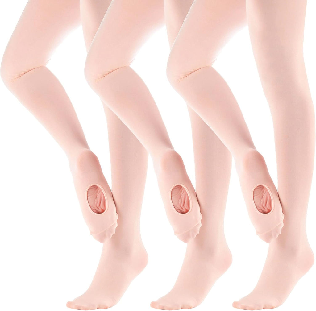 MdnMd Girls' Women's Ballet Tights Ultra Soft Convertible Dance Leggings Transition Tights for Toddler Kids Adult
