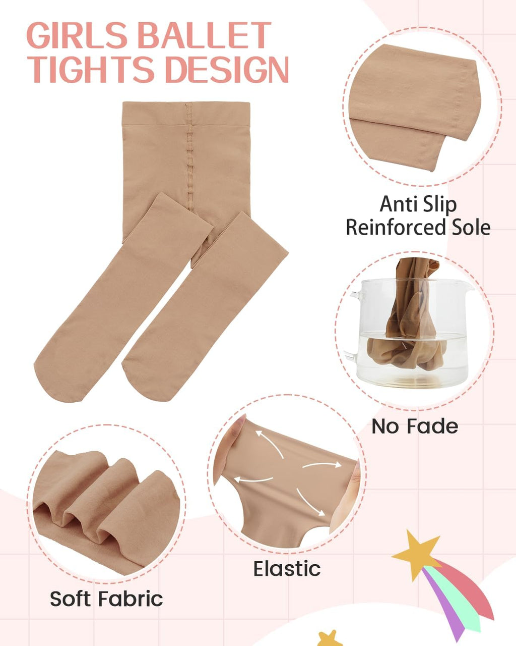 Century Star Toddler Ballet Tights for Girls Opaque Footed Dance