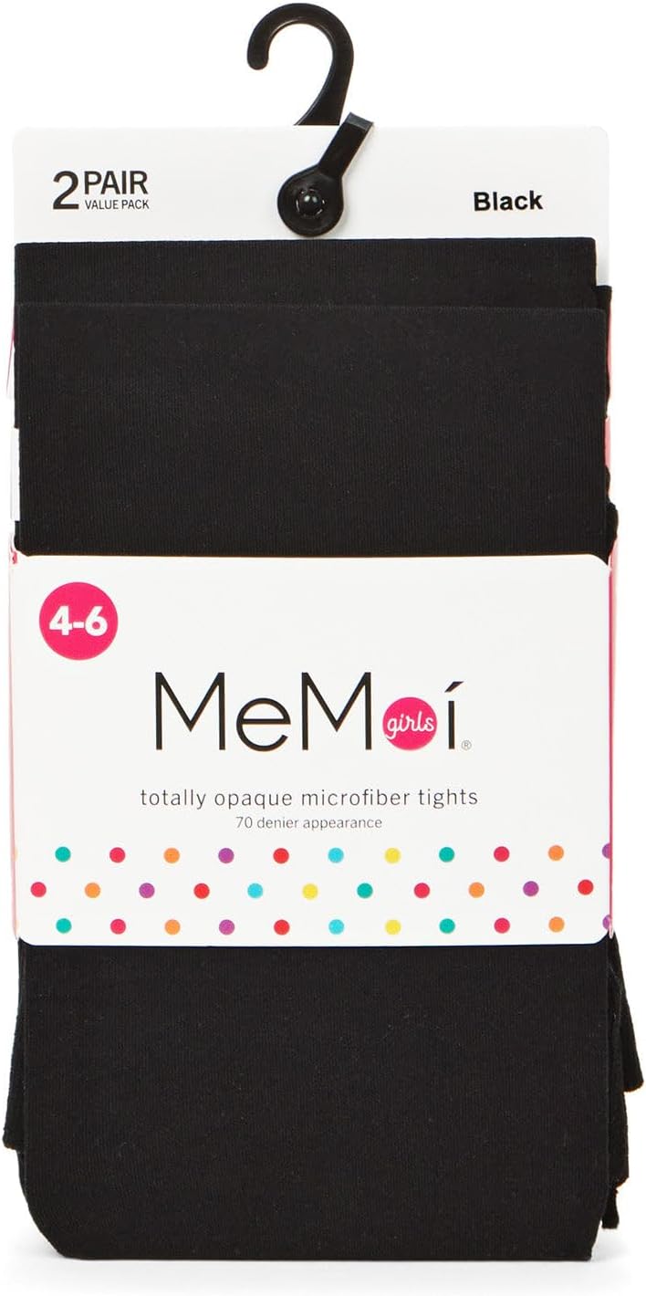 MeMoi Girls' 2 Pair Pack Totally Opaque Microfiber Tights