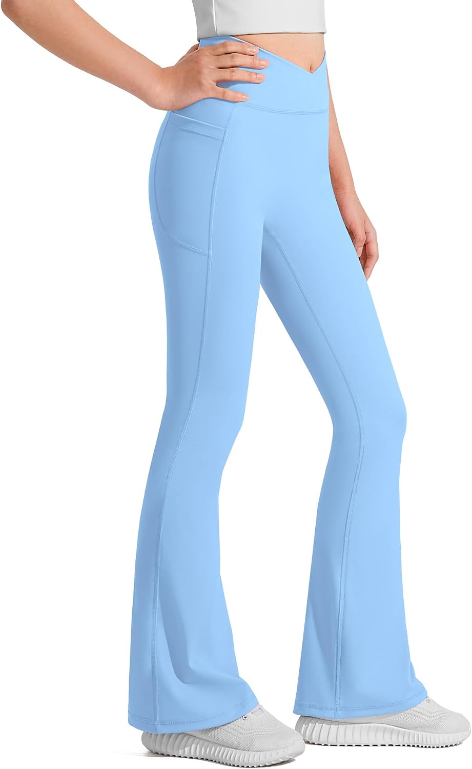 JOCMIC Girls Flare Leggings Kids Bell Bottom Yoga Pants with Pockets
