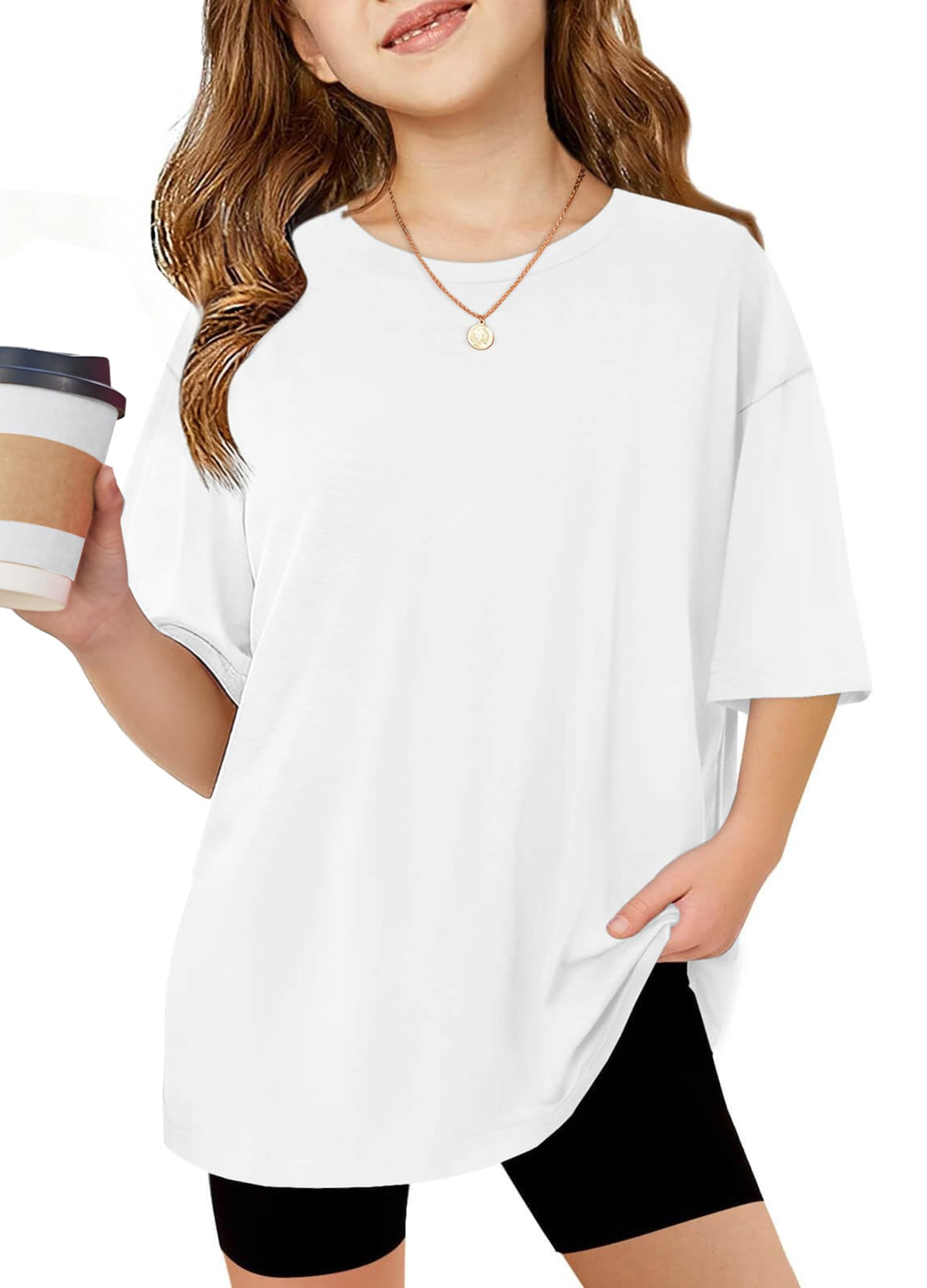 Arshiner Girls T Shirts Oversized Kids Summer Tops Casual Soft Basic Tees