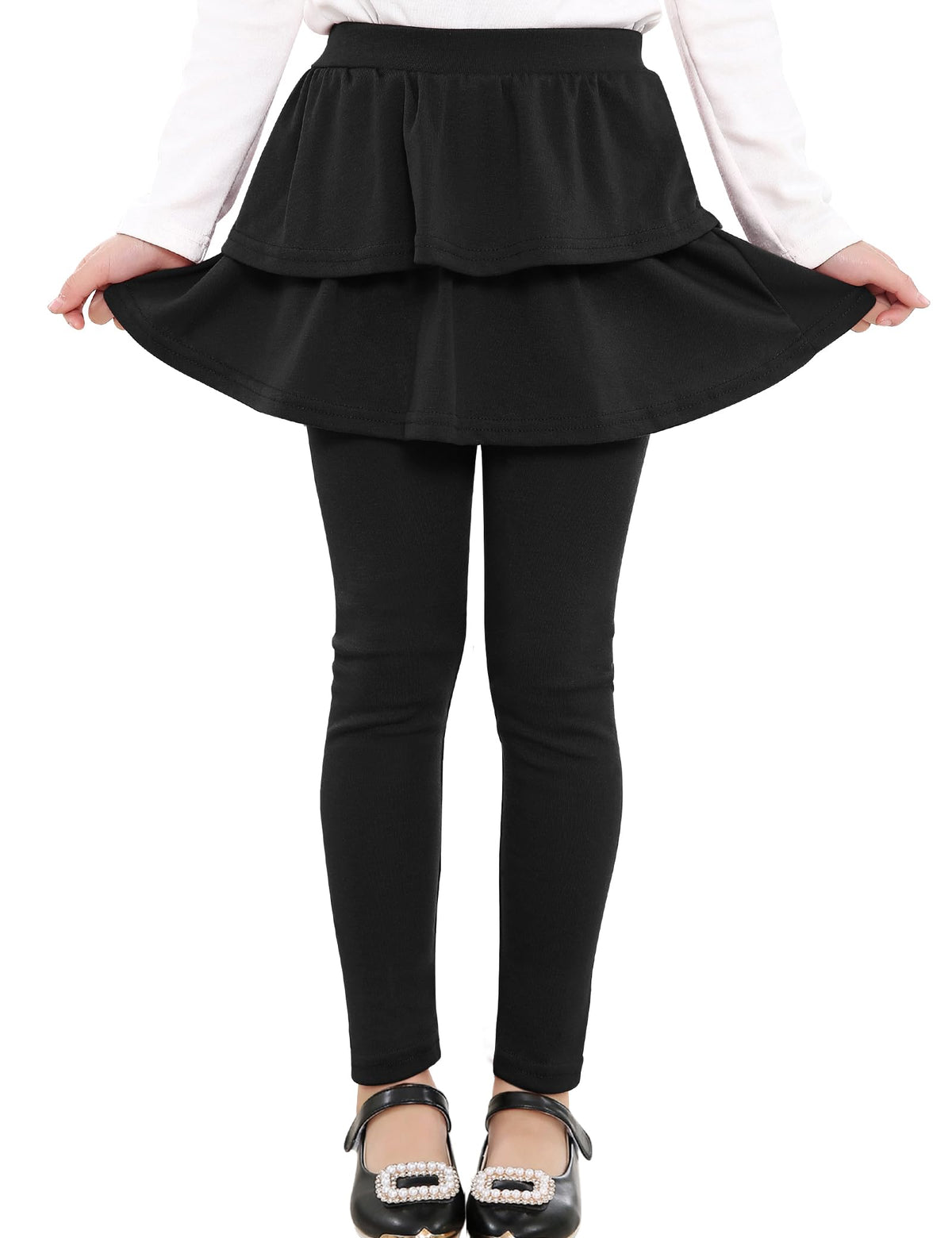 Auranso Girls Leggings School Unifrom Pants Kids Clothes with Tutu Skirts