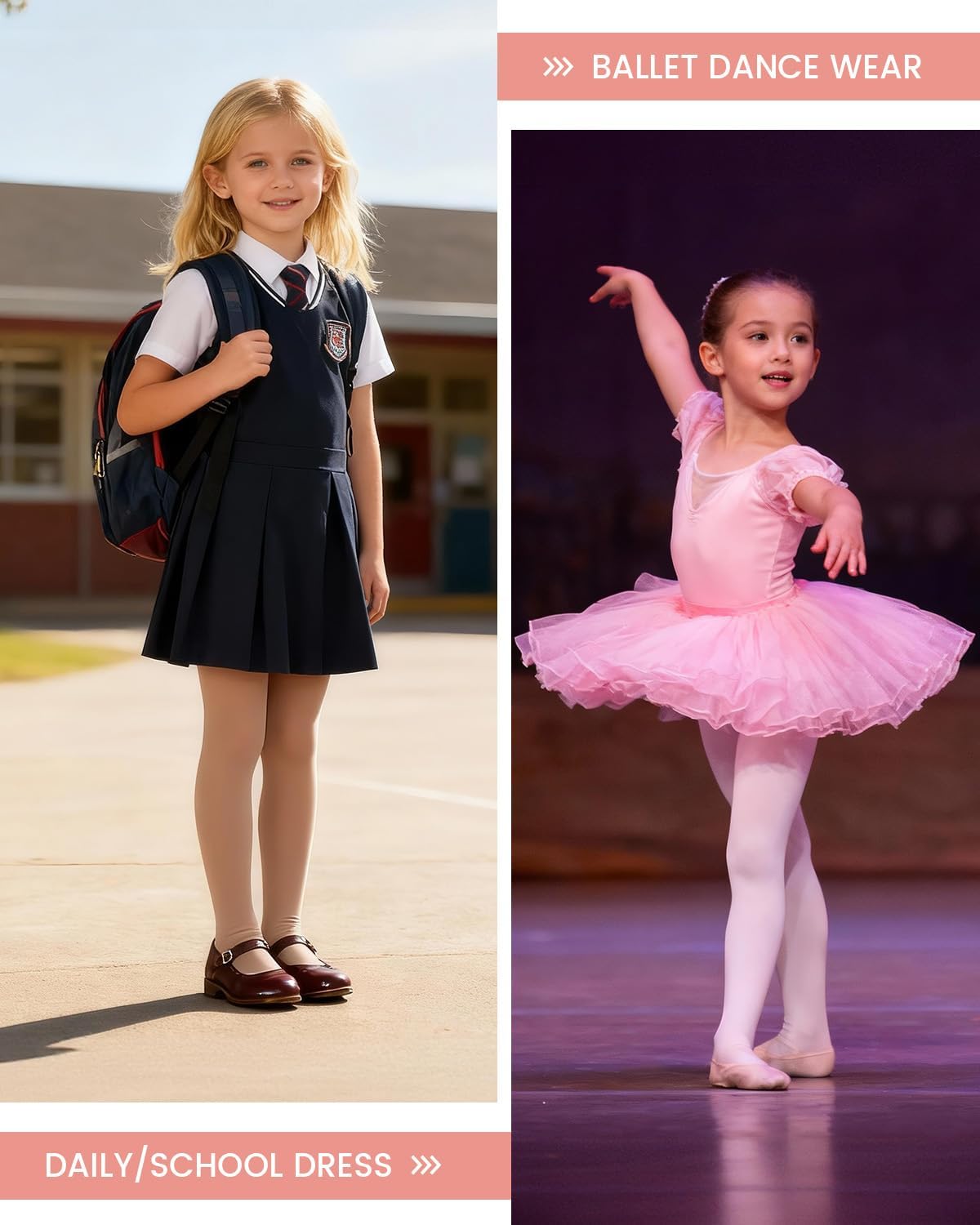 Century Star Toddler Ballet Tights for Girls Opaque Footed Dance