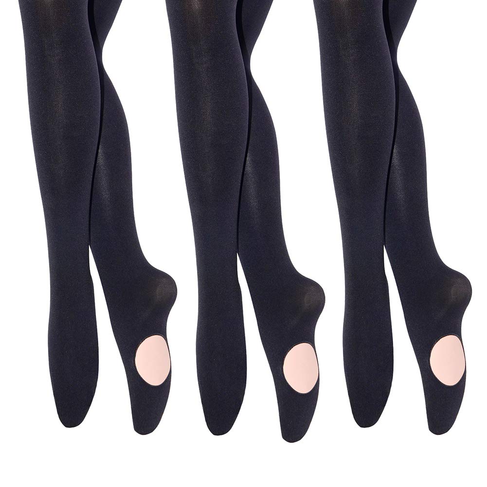 MANZI 1-3 Pairs Women's Girl's Dance Tights Convertible Transition Ballet Tights 40D