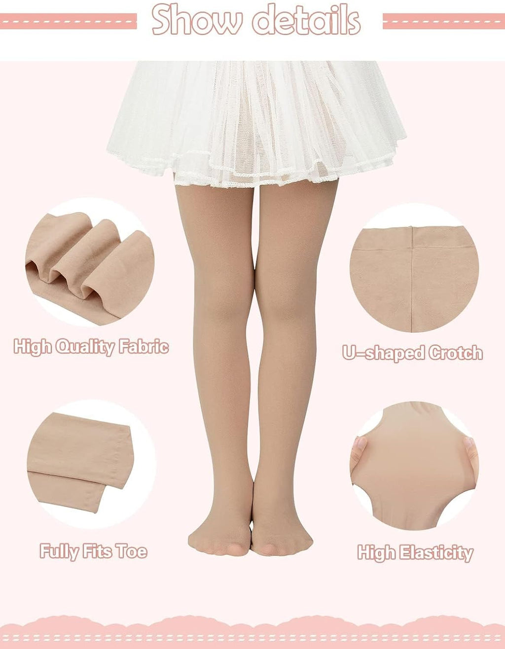 Century Star 3-Pack Girls Ballet Tights Toddler-Soft Dance Baby Tights Casual Leggings Stockings
