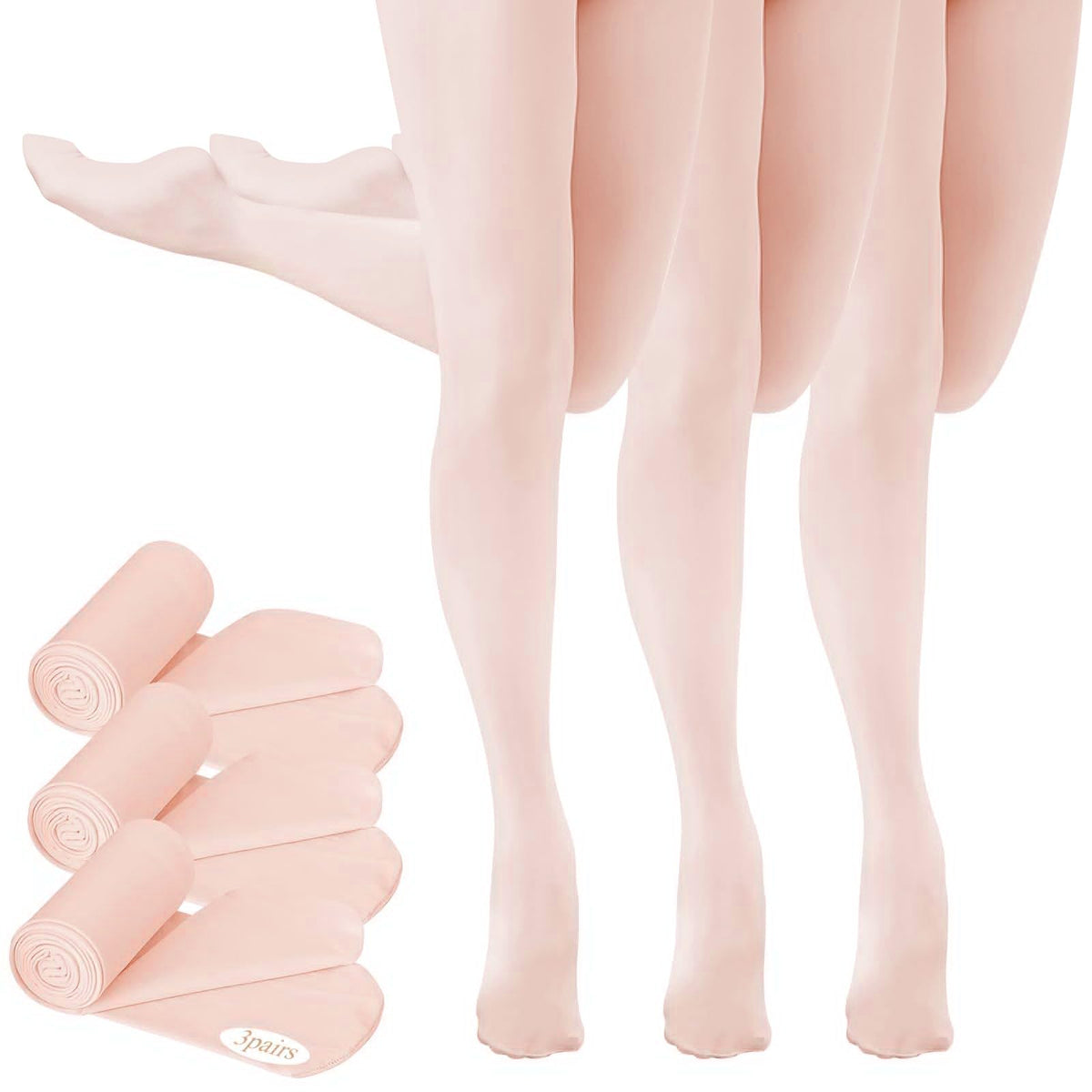 Buauty 2 Pairs Girl's Ballet Dance Tights，Convertible Transition Toddler Pantyhose Kids Soft School Footed Legging Stockings