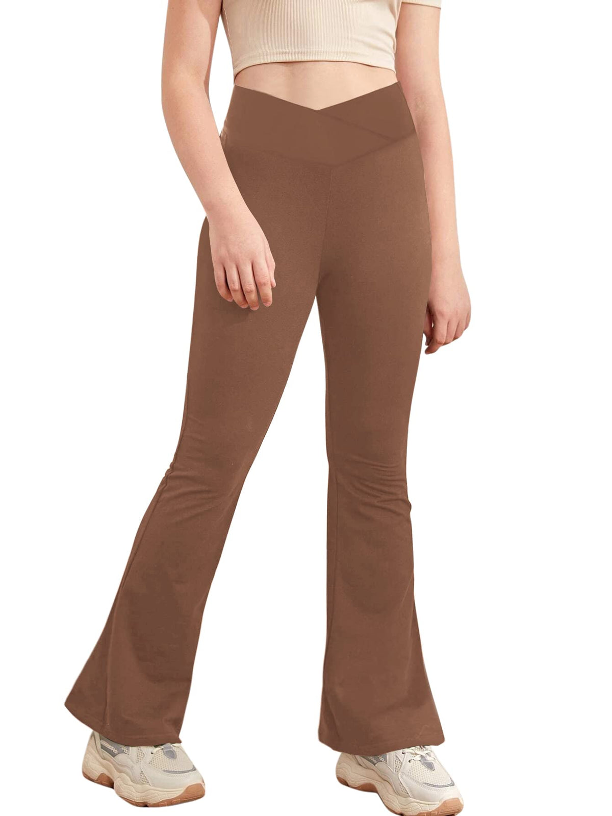 Esobo Girls Flare Leggings Kids High Waist Yoga Dance Pants Bell Bottoms