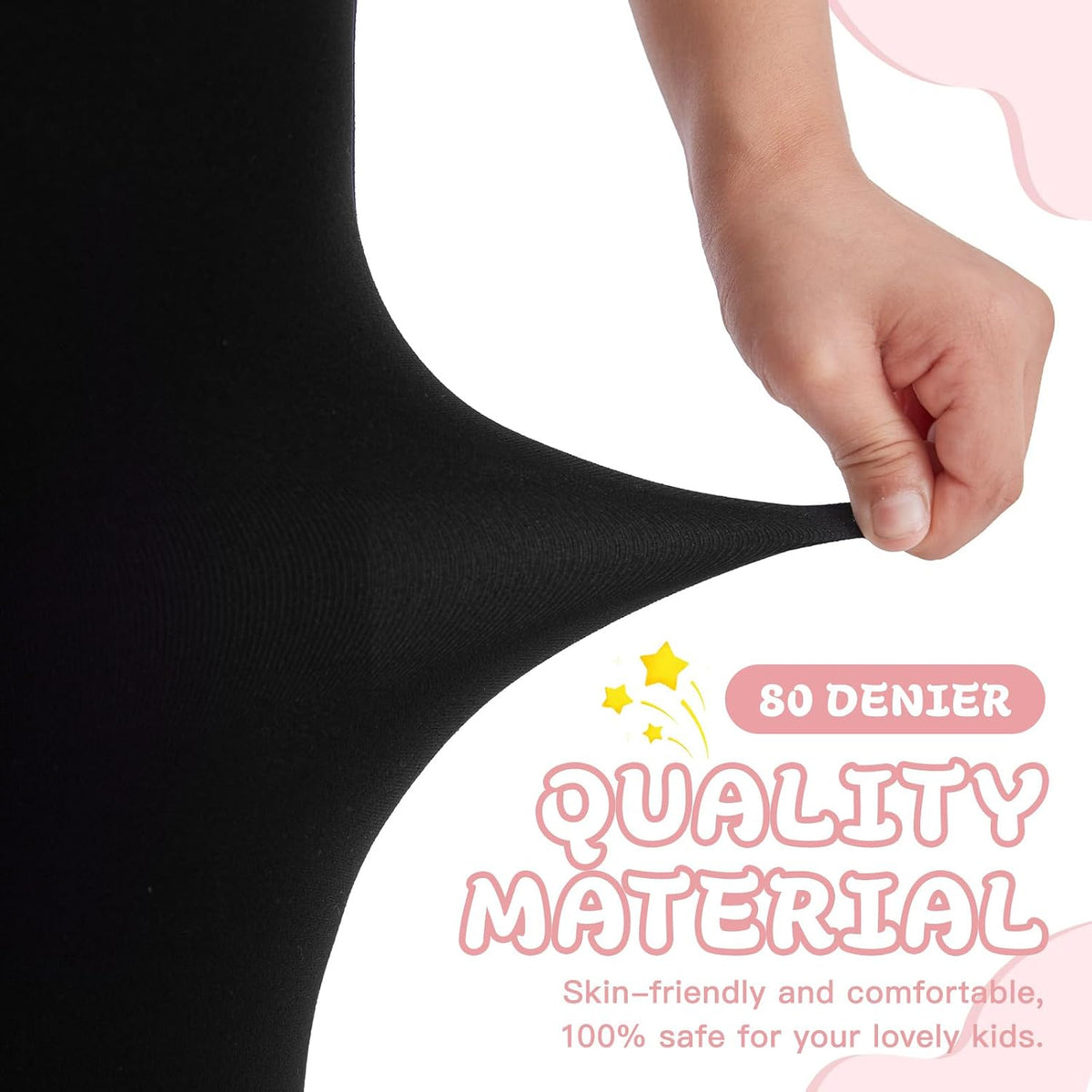 MANZI 3 Pairs Girls Opaque Footed Tights 80D Microfiber School Dress Tights for Kids