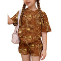 2026 6-12 Years Old Girls 2Pcs Spring Summer Outfits Set Crew Neck Short Sleeve Tops with Pocket Tie-Dye Shorts