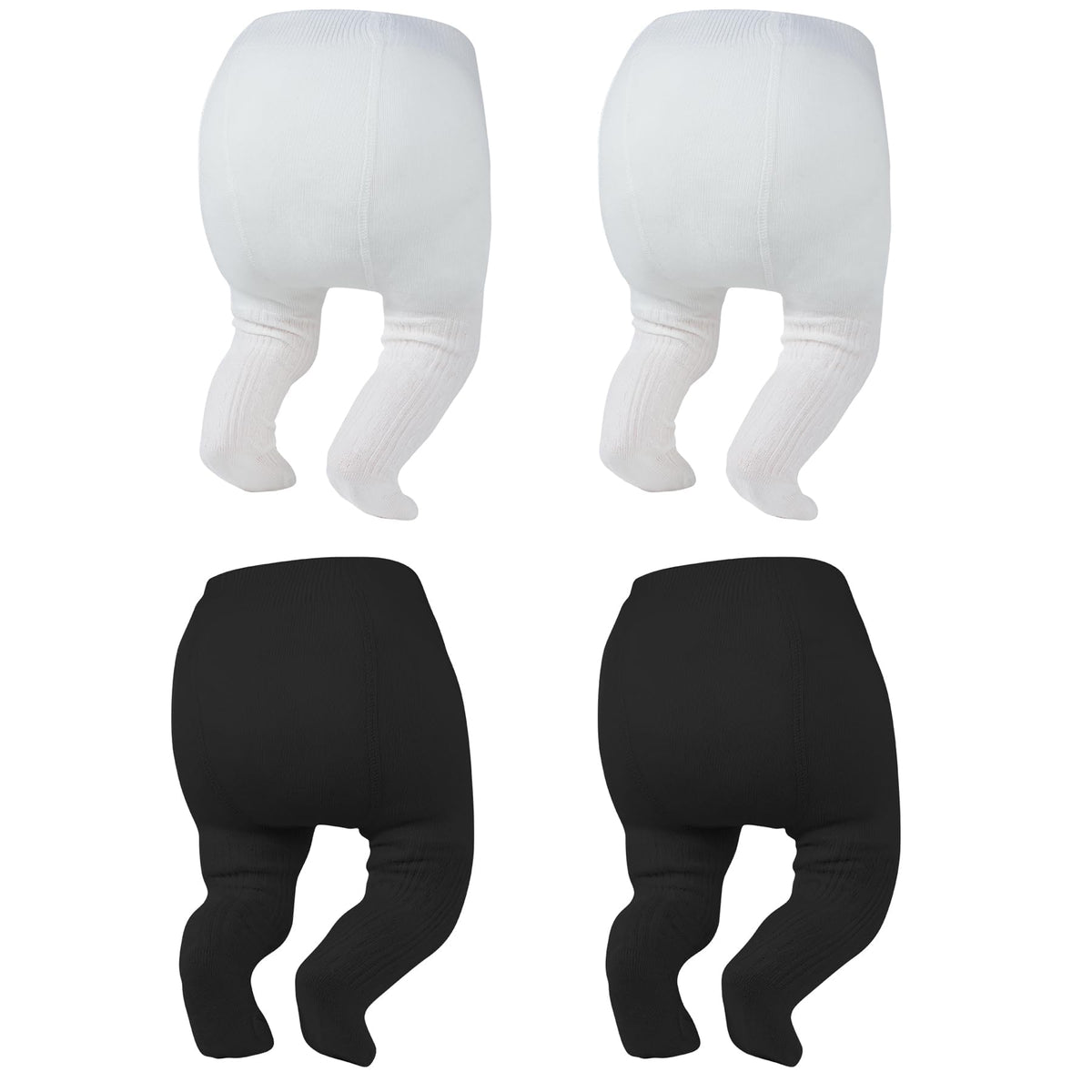 Zando 4 Pack Baby Girl Tights Cable Knit Cotton Winter Stockings 0-12M
