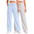 Forever 21 Girls 2-Pack Wide Leg Cargo Fleece Sweatpants with Pockets, 4-16
