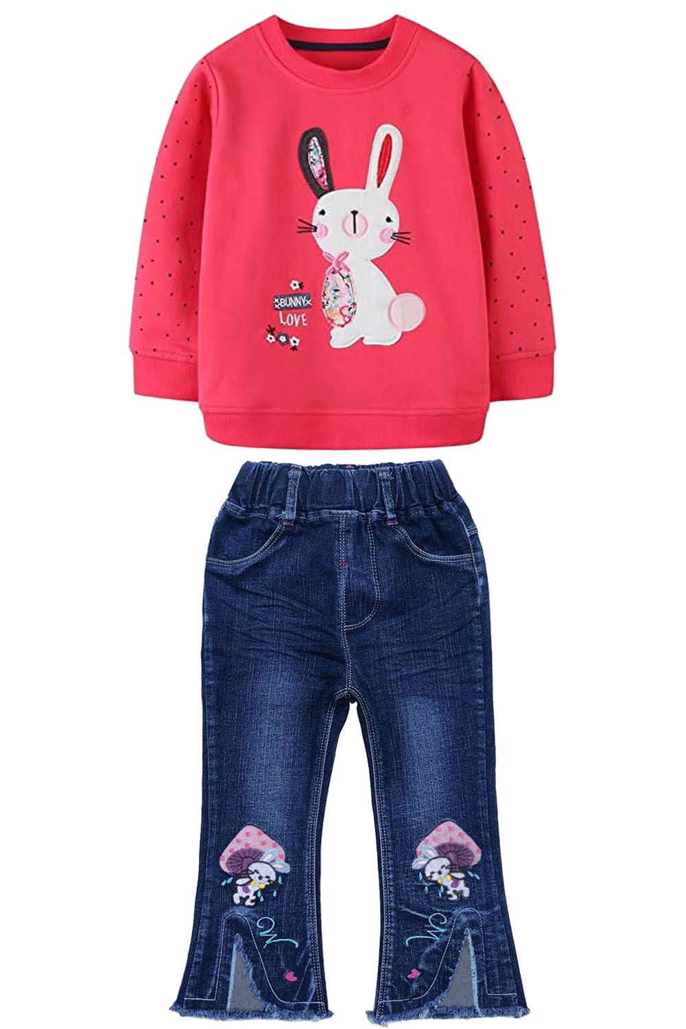 Toddler Girl Clothes Baby Girl Long Sleeve Top + Jeans Pants with Pockets