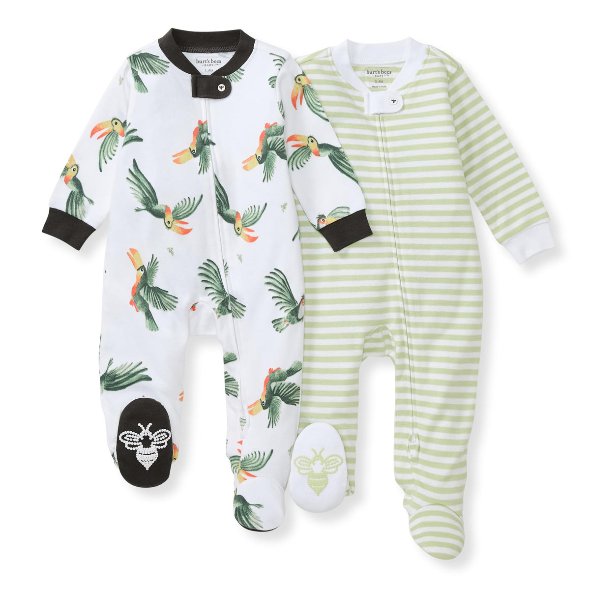 Burt's Bees Baby Boys Footless Pajamas, Sleep and Play Loose Fit, 100% Organic Cotton Soft One-piece PJs, Sizes NB to 6-9 Months