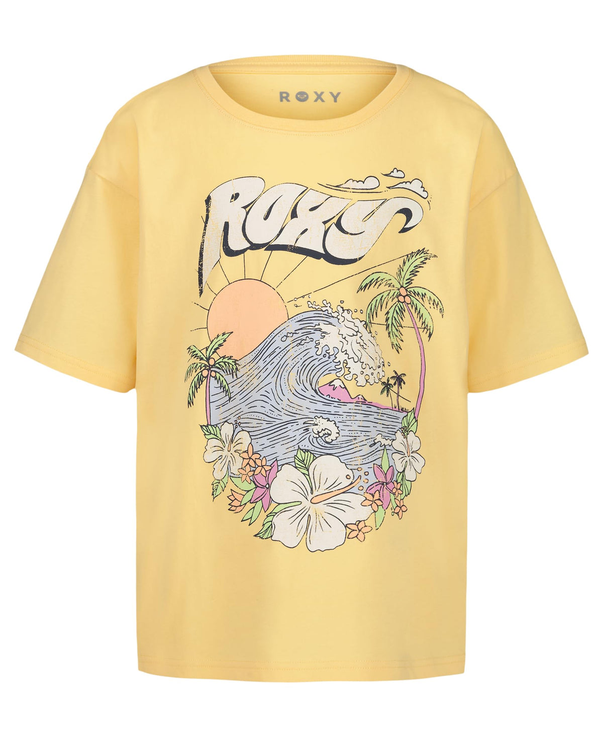 Roxy Girls' Short Sleeve Oversized Fit Logo Tee, Crew Neck Graphic T-Shirt, Soft & Comfortable