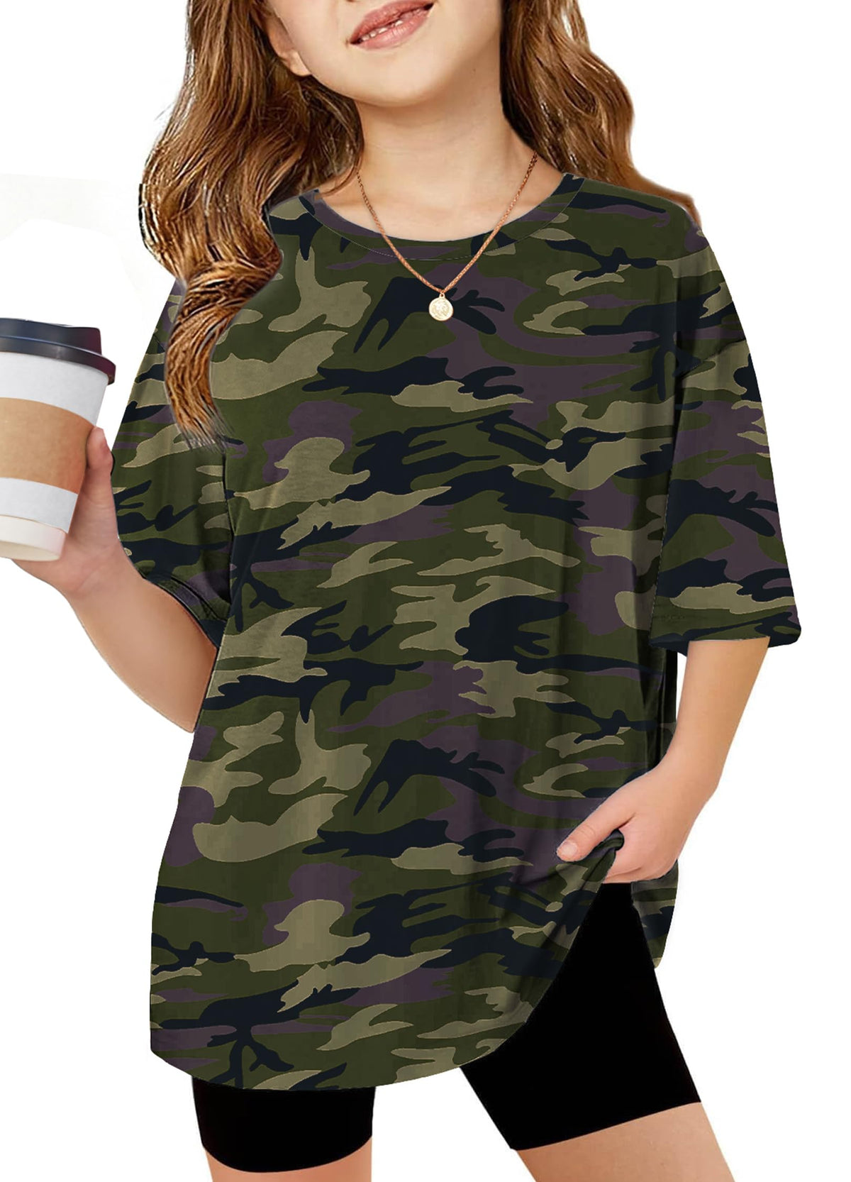 Arshiner Girls T Shirts Oversized Kids Summer Tops Casual Soft Basic Tees