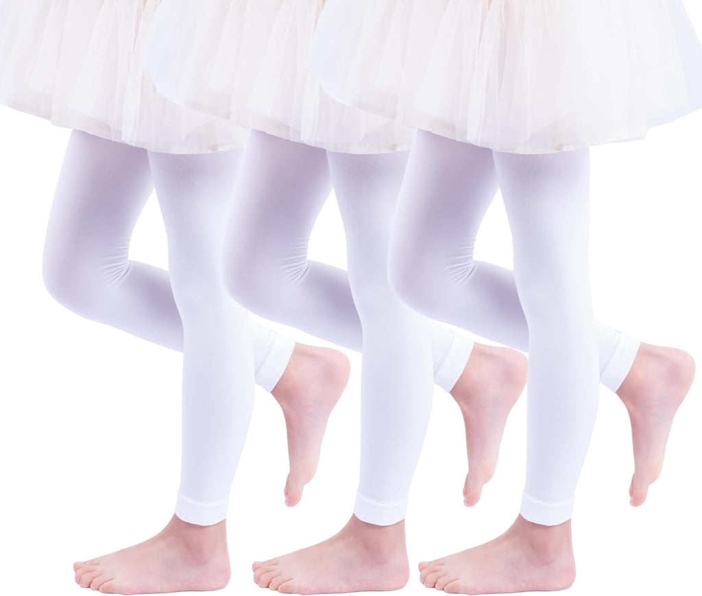 Paralinda 3 Pairs Girl's Microfiber Footless Tights, Girls Dance Tights Footless