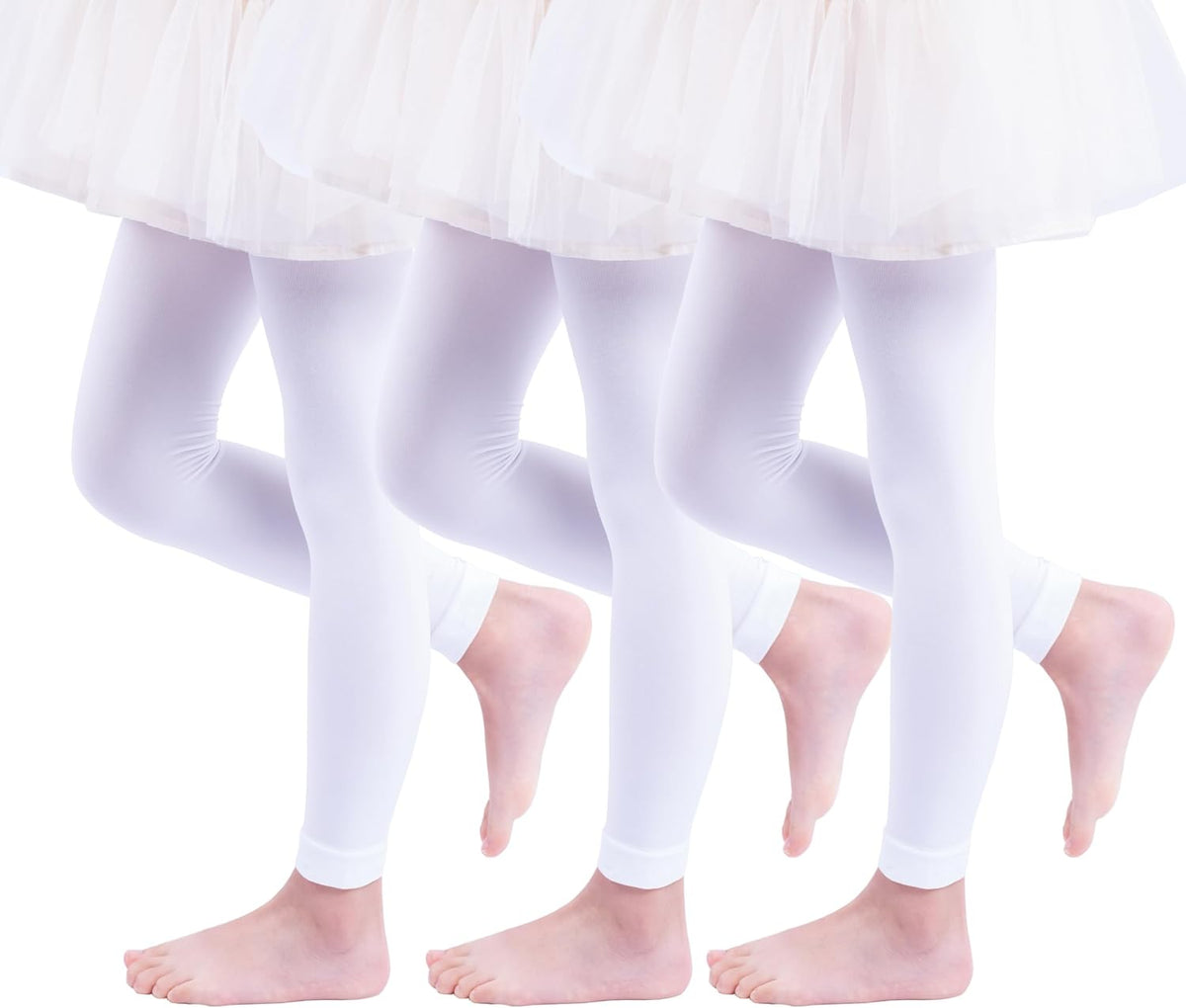 Paralinda 3 Pairs Girl's Microfiber Footless Tights, Girls Dance Tights Footless