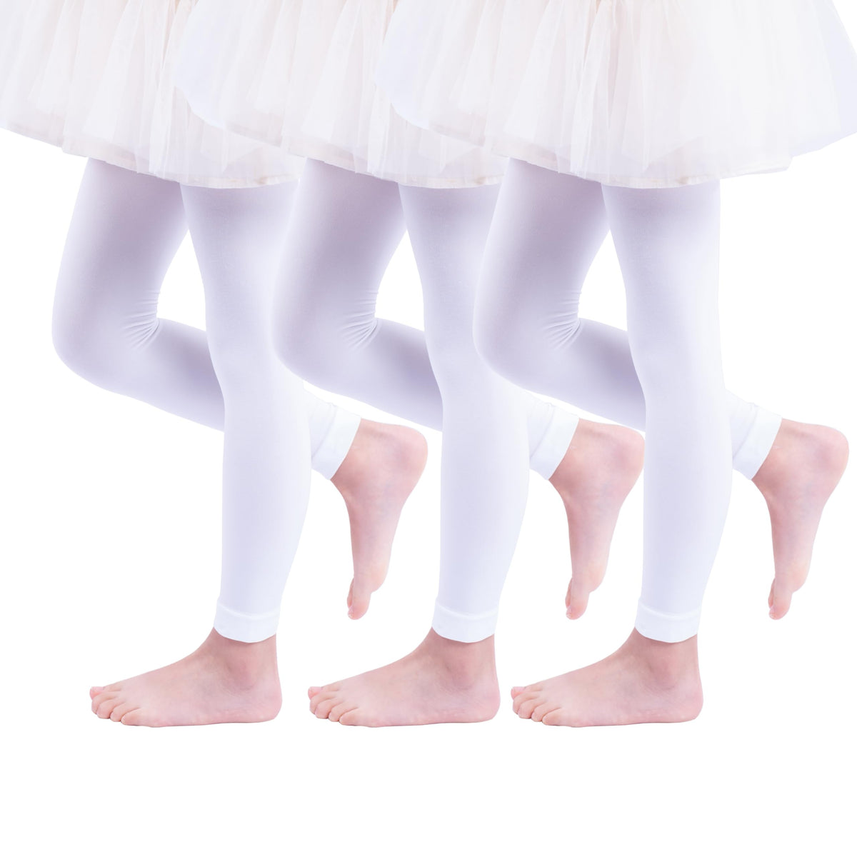 Paralinda 3 Pairs Girl's Microfiber Footless Tights, Girls Dance Tights Footless