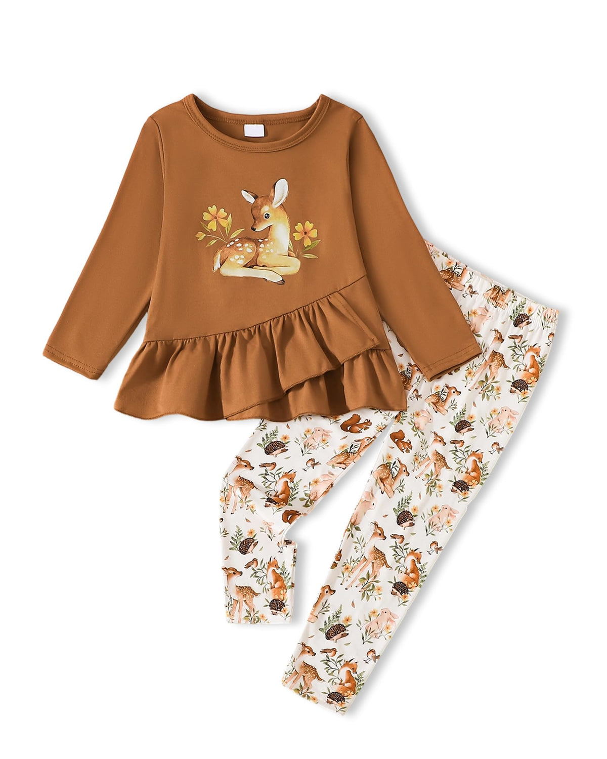 Toddler Girl Clothes Girls Fall Outfits Kids Clothing Winter Long Sleeves Ruffle Hems Top Pant Set 3-8T