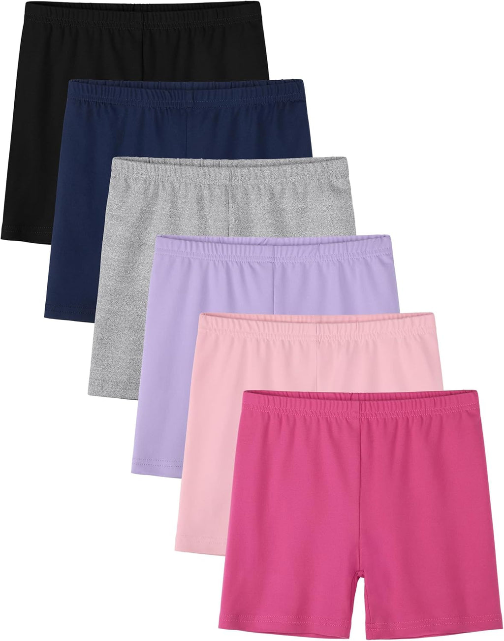 6 Pack Girls Bike Shorts Toddler Cartwheel Under Dress Shorts Dance Clothes