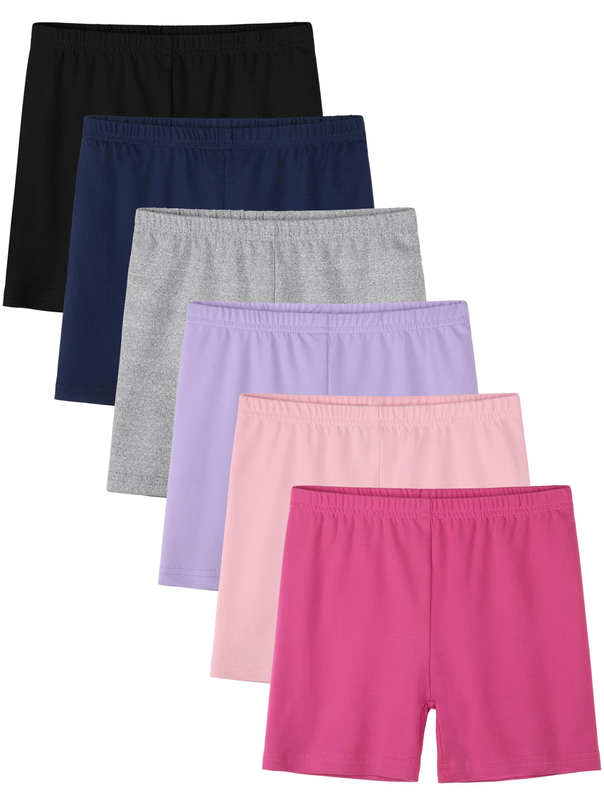 6 Pack Girls Bike Shorts Toddler Cartwheel Under Dress Shorts Dance Clothes