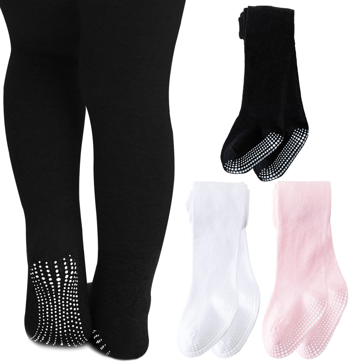 Baby Tights Non Slip Baby Girl Tights Plain/Shoe-Look Leggings Seamless Pantyhose Warm Cotton Leggings Non-Skid