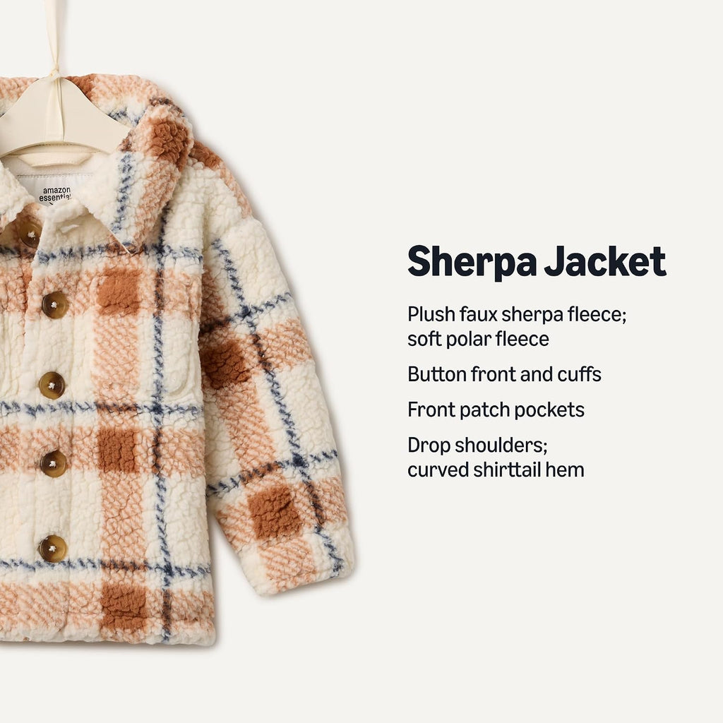 Amazon Essentials x Sofia Grainge Unisex Babies' Sherpa Overshirt Bottonfront Jacket