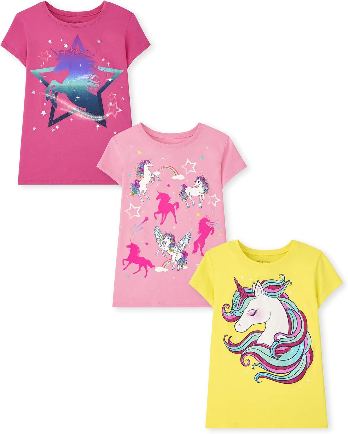 The Children's Place Girls' Unicorns,Butterfly Short Sleeve Graphic T-Shirts,3 Pack