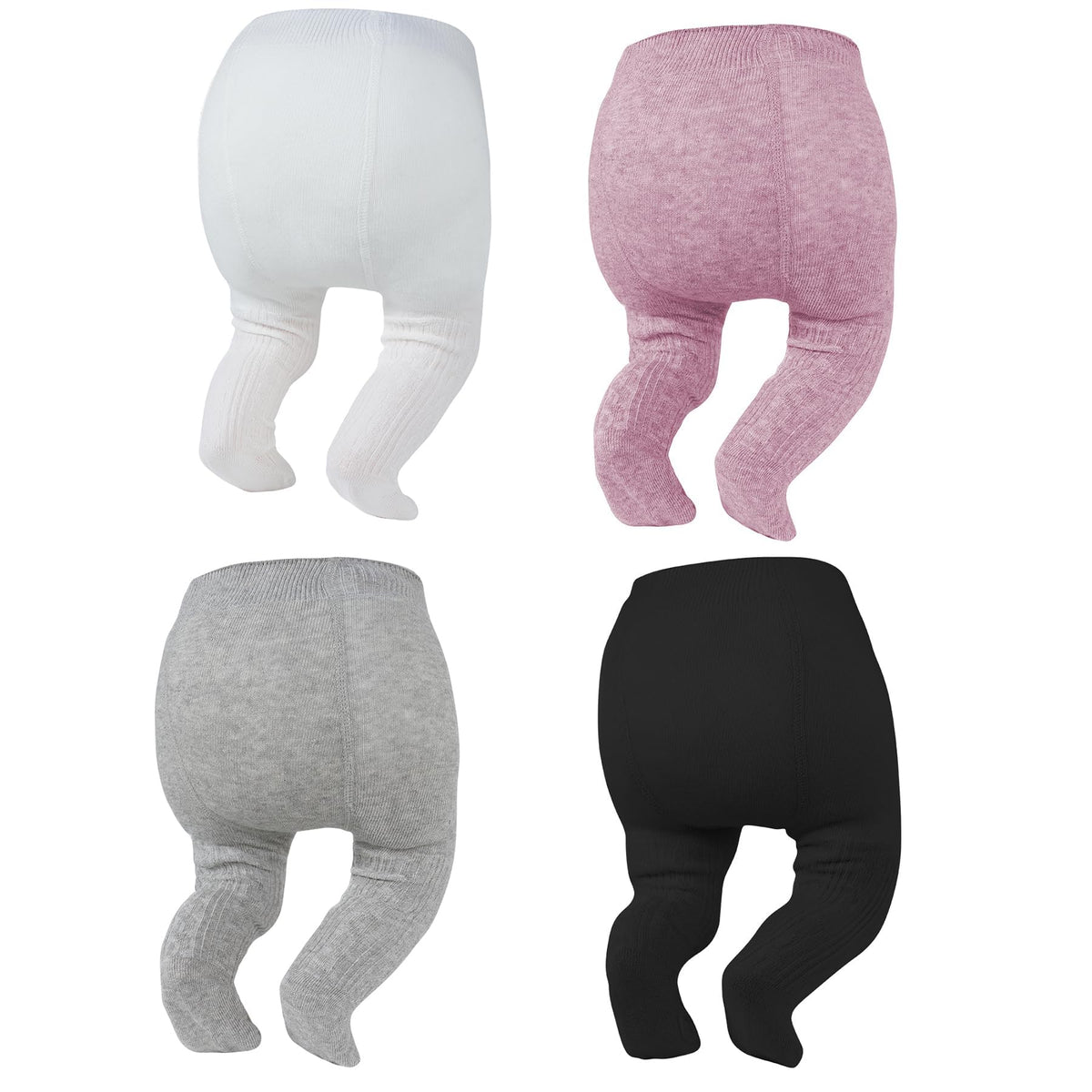 Zando 4 Pack Baby Girl Tights Cable Knit Cotton Winter Stockings 0-12M
