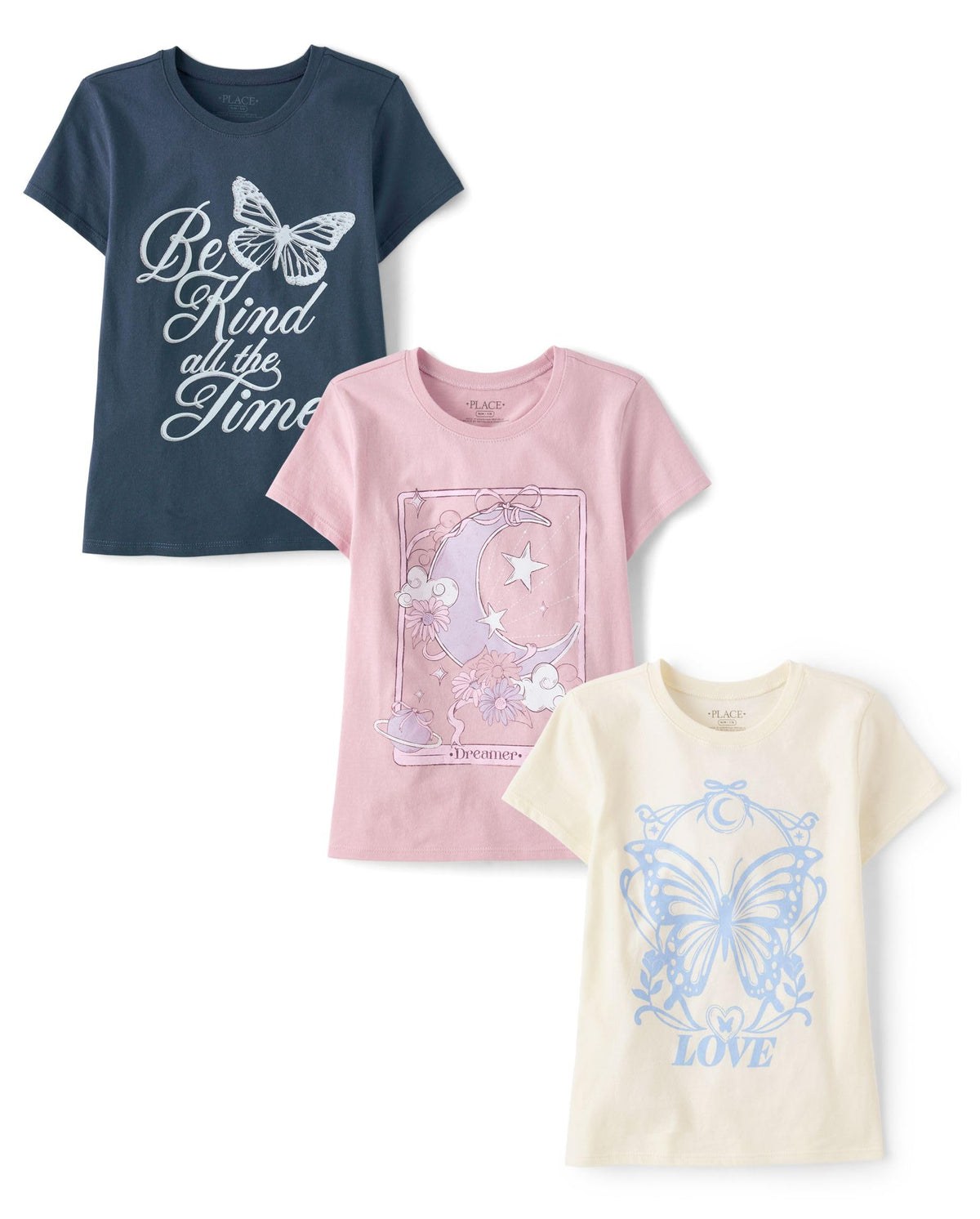 The Children's Place Girls' Unicorns,Butterfly Short Sleeve Graphic T-Shirts,3 Pack