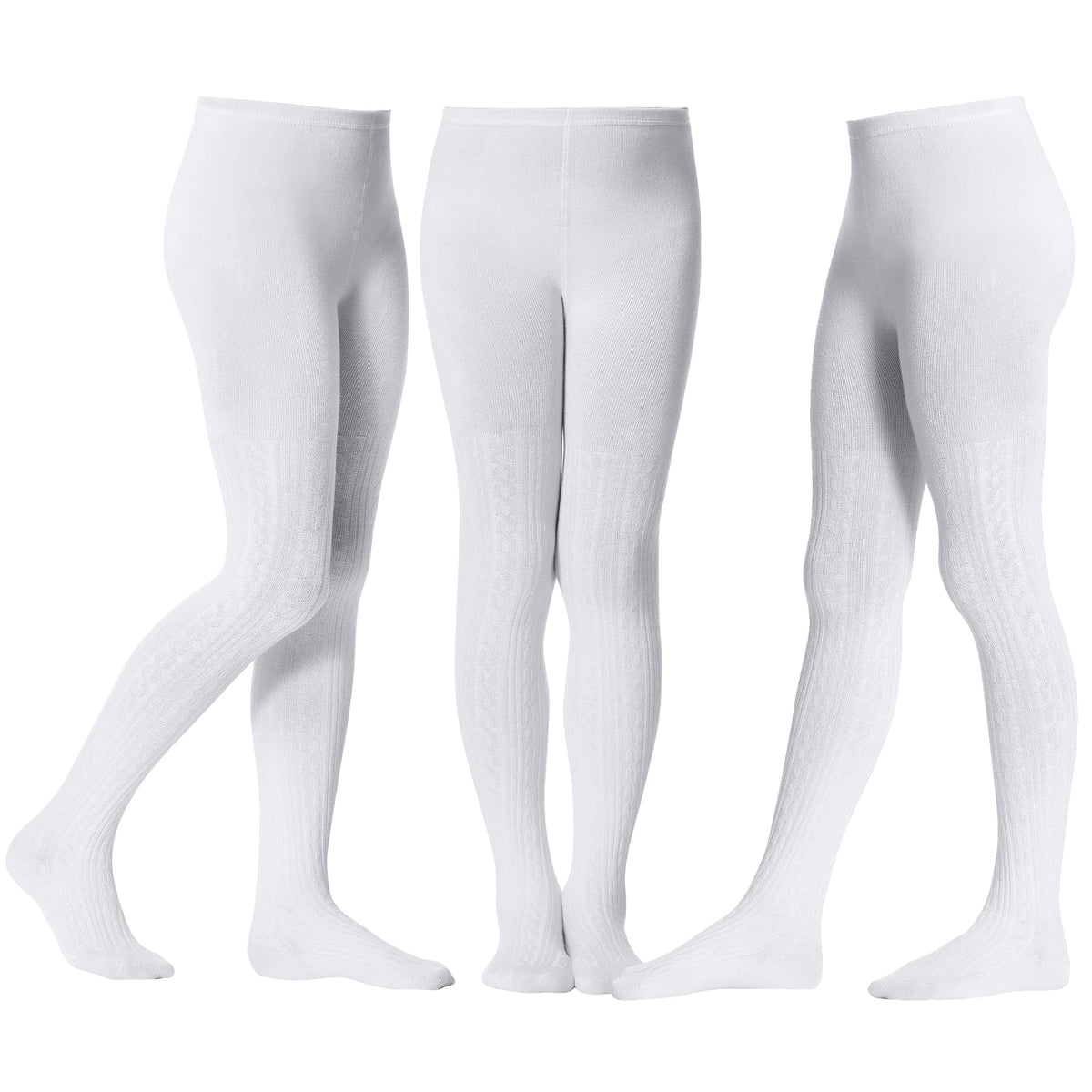 Zando 3Pack Girls Tights Kids Cable Knit Cotton Winter Warm Leggings 4-12T