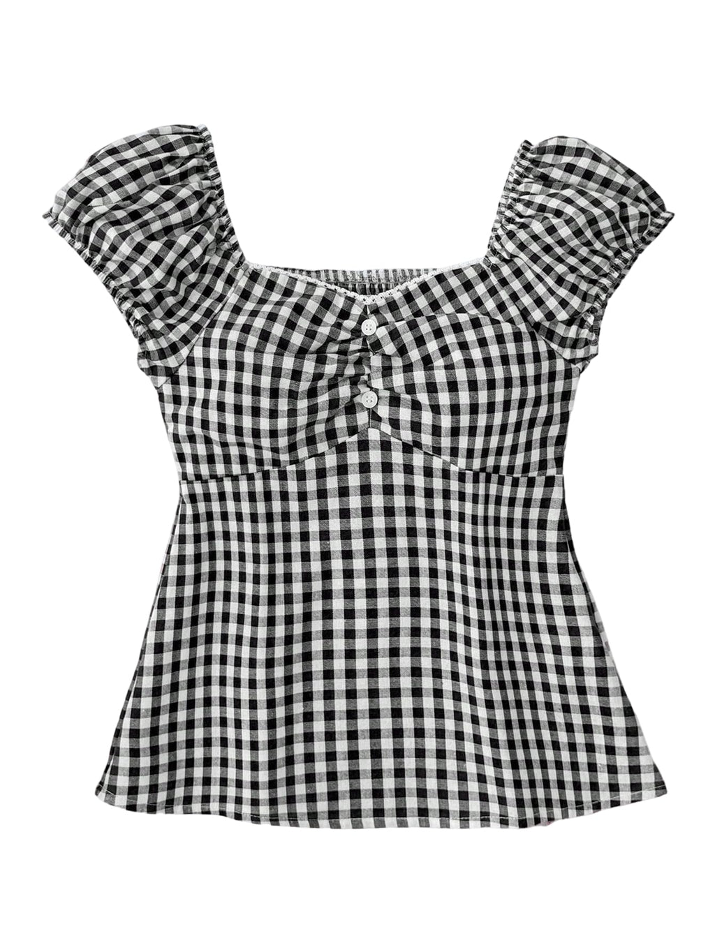 SOLY HUX Girl's Cute Gingham Tops Short Sleeve Blouse