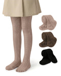 Century Star 3 Pack Girls Cable Knit Cotton Tights - Warm Leggings Footed Seamless Stockings Pantyhose for School Dance