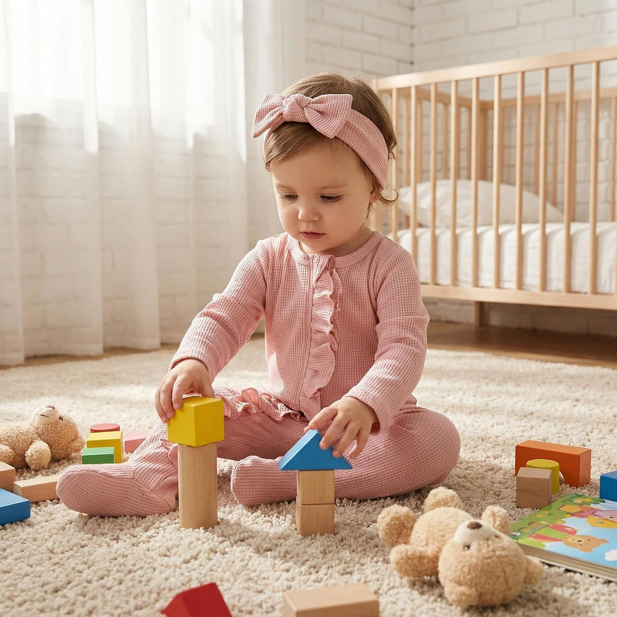 allshope Infant Baby Girl Fall Outfit Romper Footies Solid Color Frills Ruffle Trim Jumpsuit Bodysuits Newborn Winter Clothes