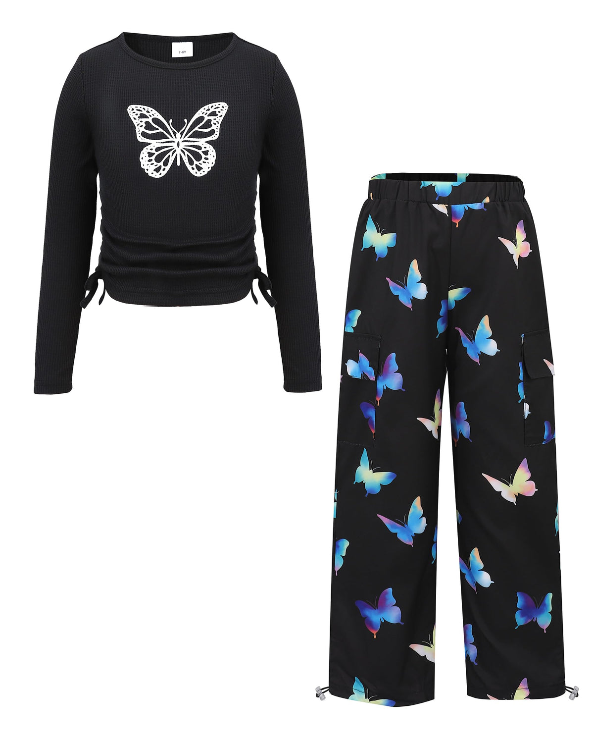 Girls Clothes 2 Piece Fall Winter Cargo Pants Outfits For Teen 5-14