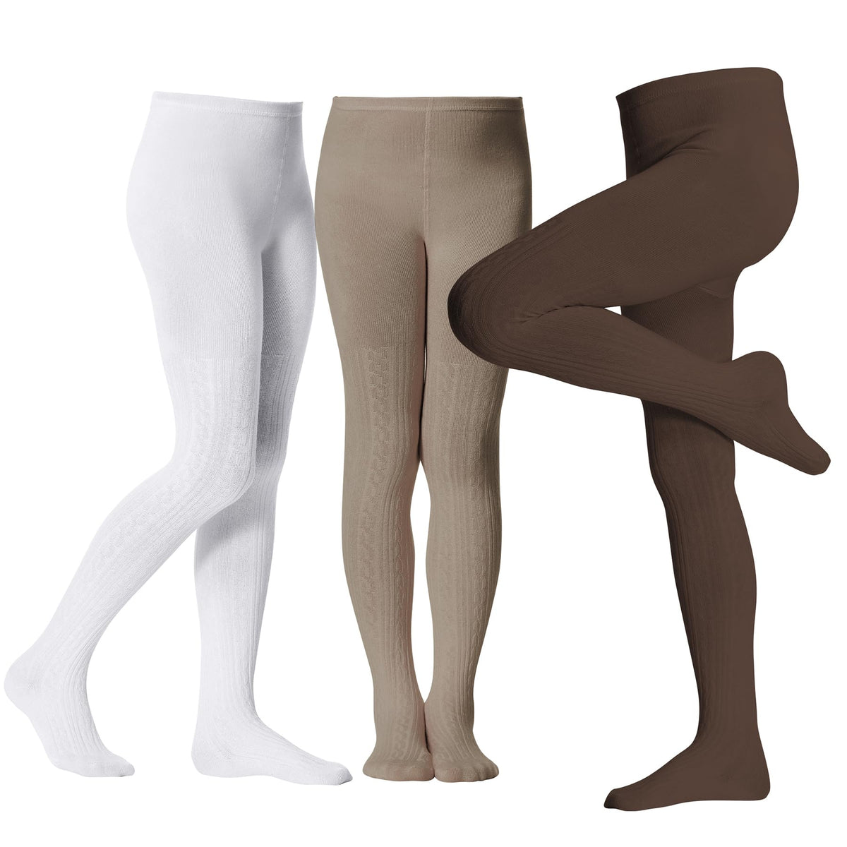 Zando 3Pack Girls Tights Kids Cable Knit Cotton Winter Warm Leggings 4-12T
