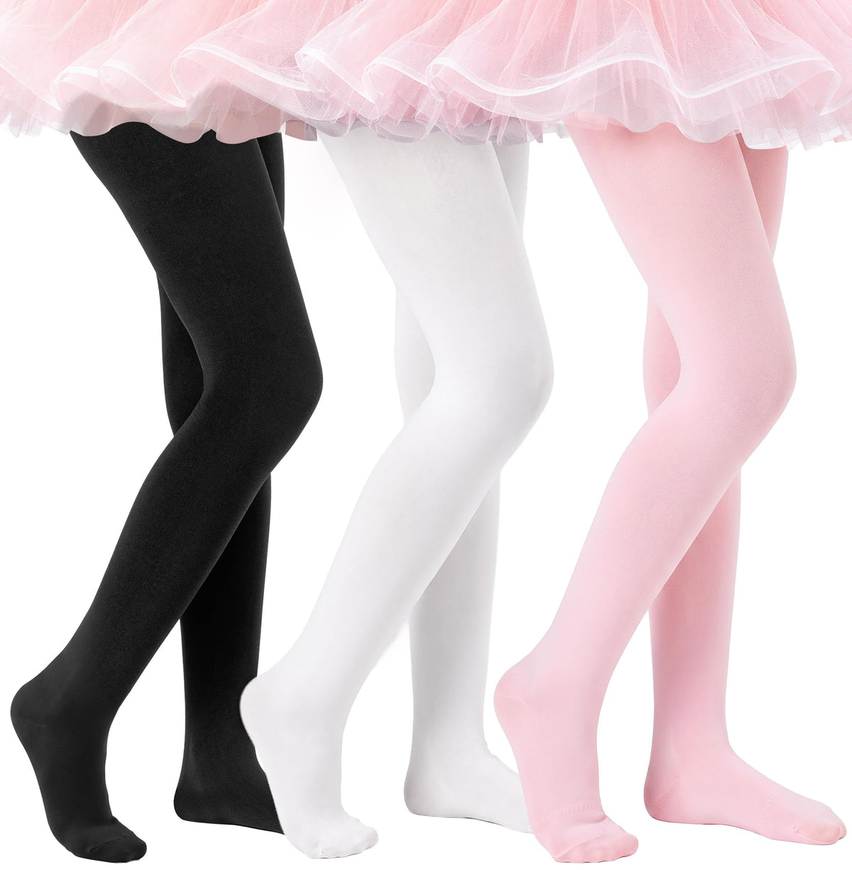 HONGTEYA 3 Pairs Girls Tights 90D Toddler Ballet Dance Leggings Stockings