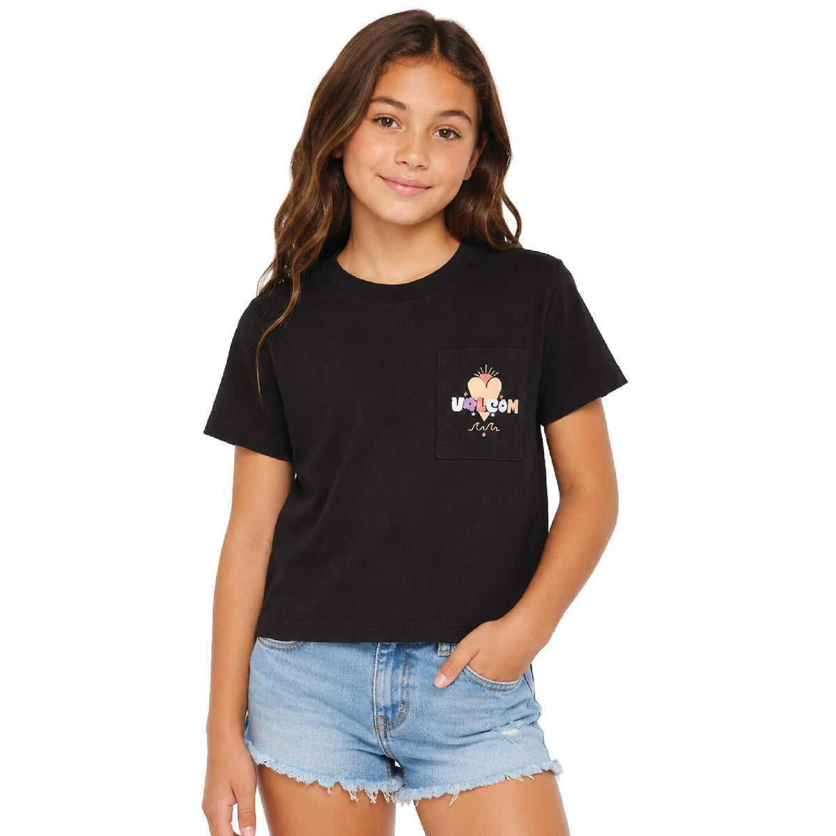 Volcom Girls Crewneck Graphic Tee, Short Sleeve Casual Top