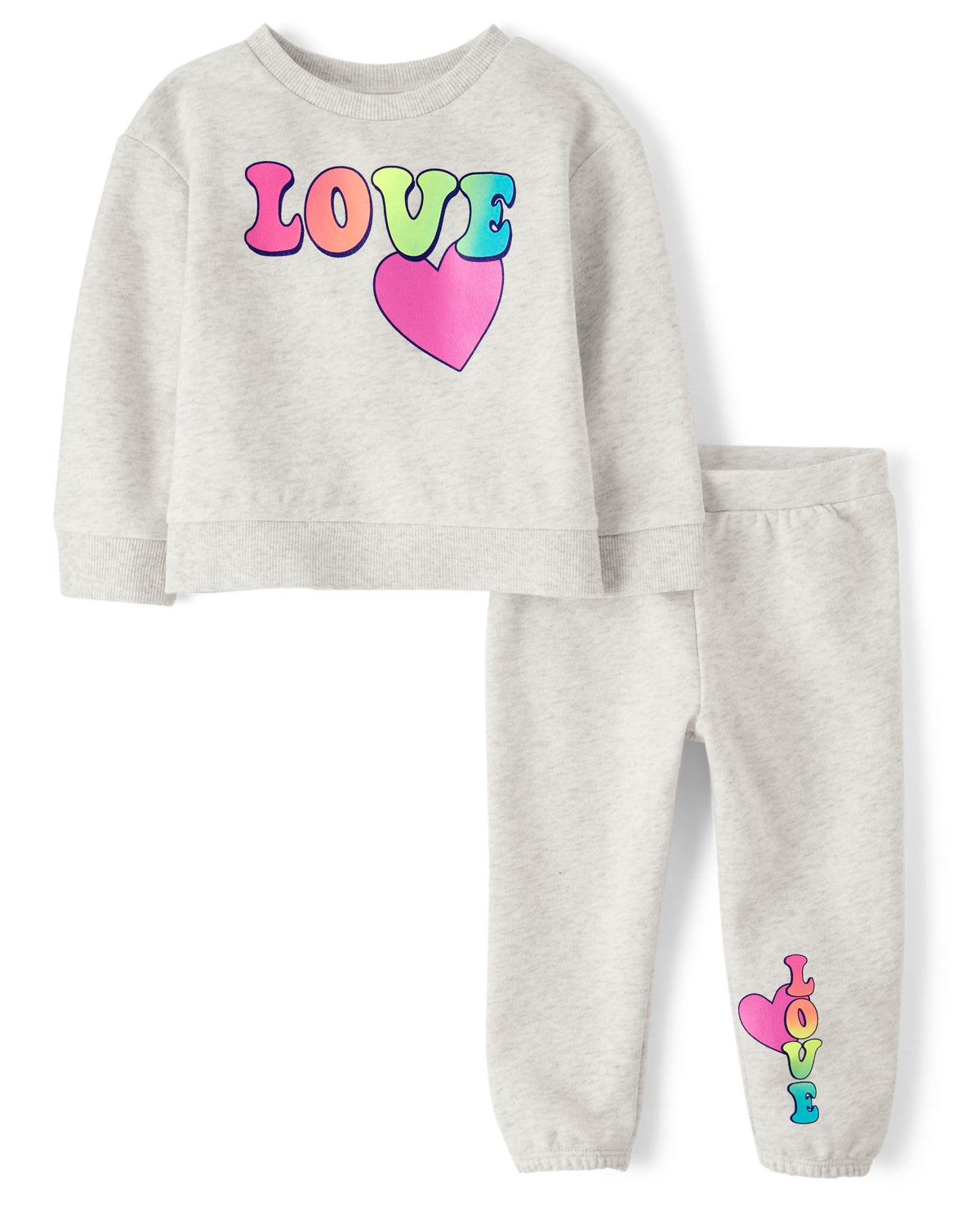 The Children's Place Baby Girls' And Toddler Long Sleeve Active Shirt and Pant, 2 Piece Outfit