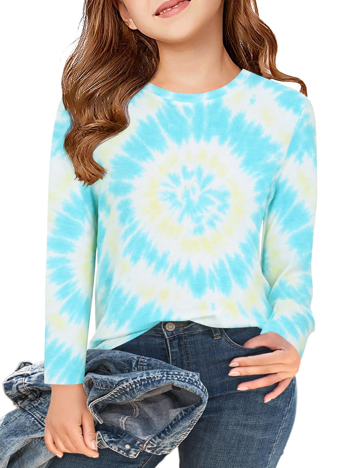 Haloumoning Girls Long Sleeve T Shirts Kids Fall Tops 5-14 Years