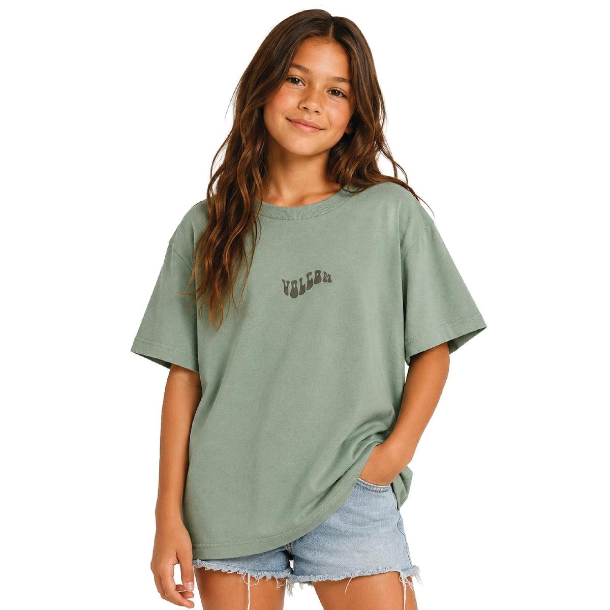 Volcom Girls Crewneck Graphic Tee, Short Sleeve Casual Top