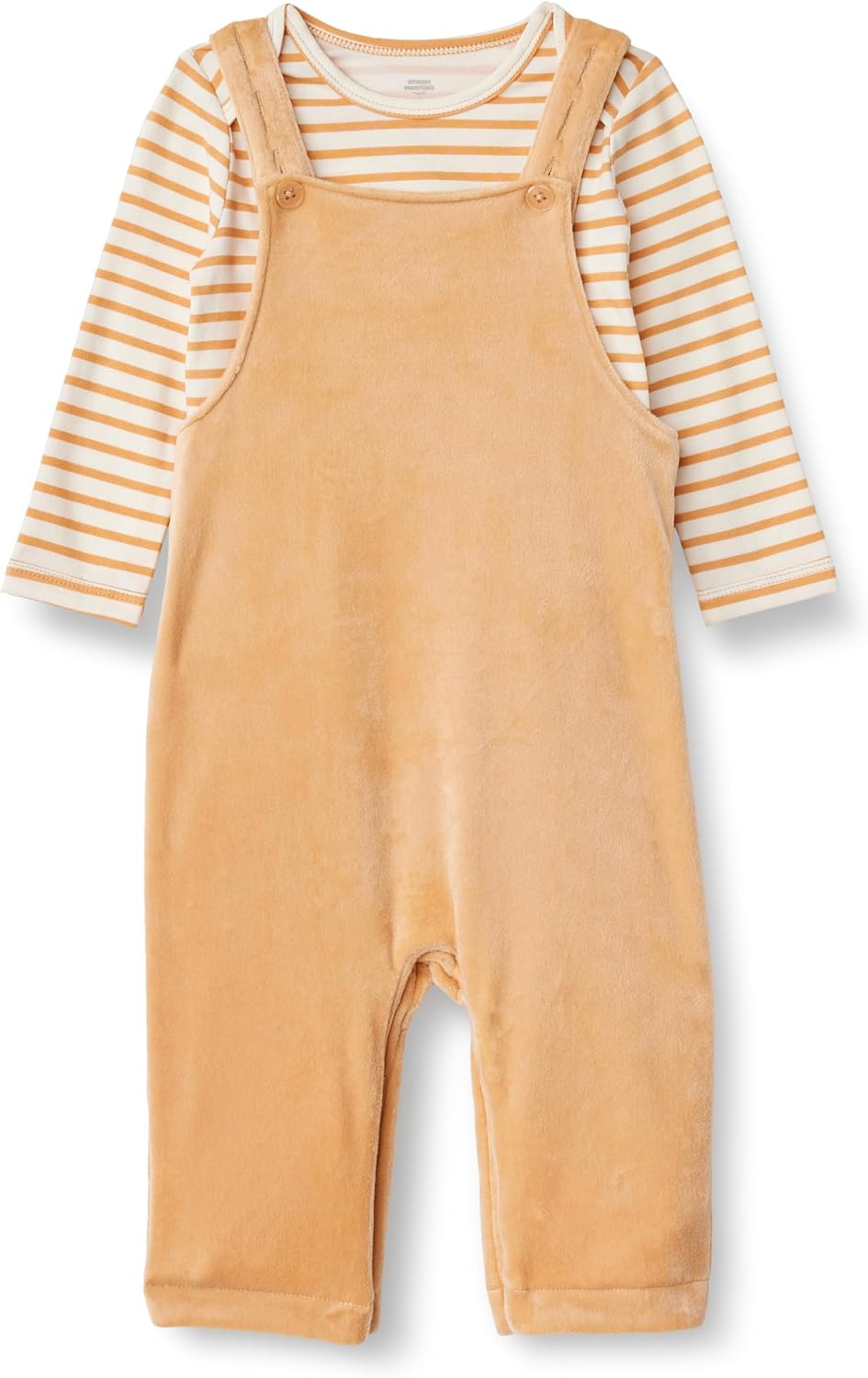 Amazon Essentials x Sofia Grainge Unisex Babies' Velour Overall and Long Sleeve Bodysuit Set, Pack of 2