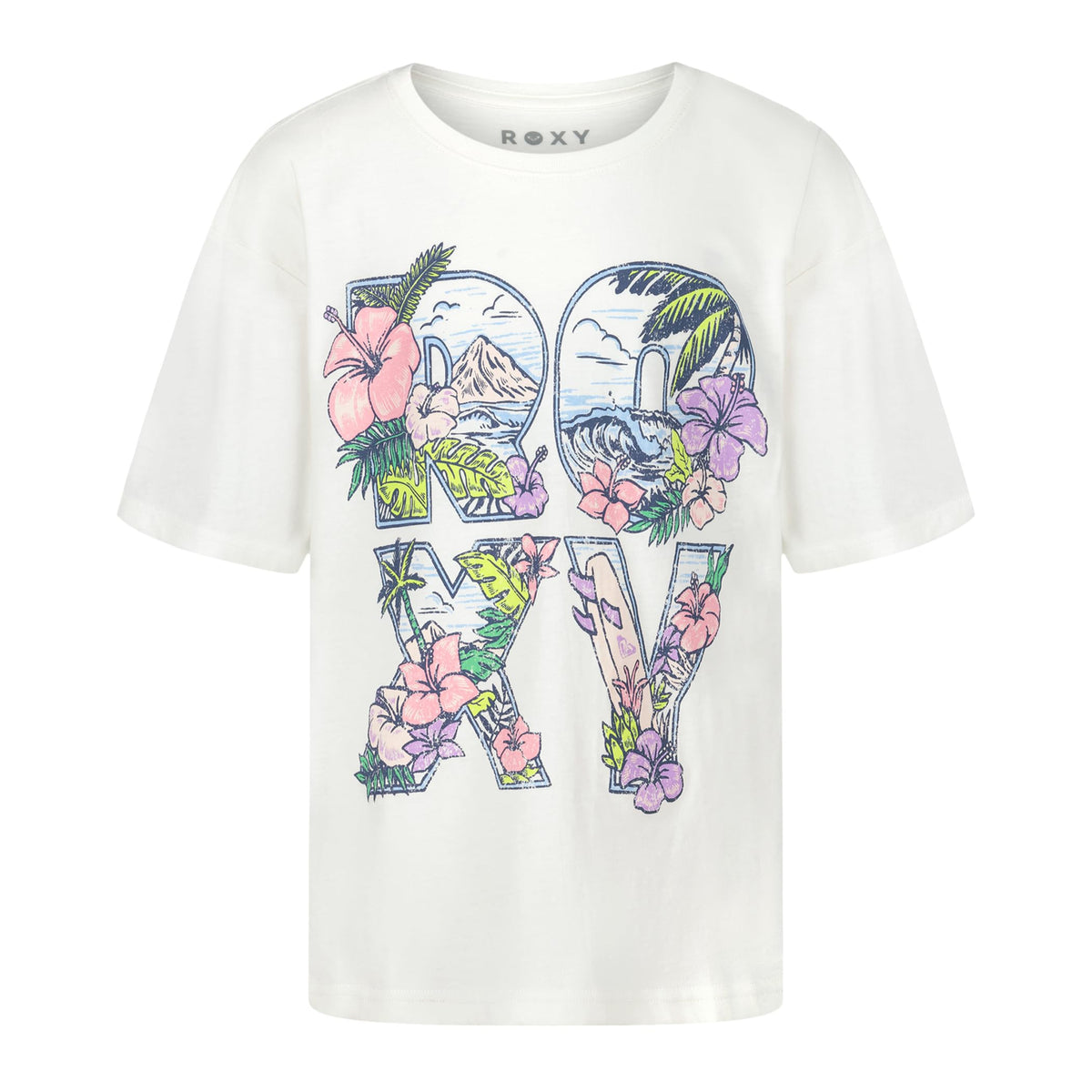 Roxy Girls' Short Sleeve Oversized Fit Logo Tee, Crew Neck Graphic T-Shirt, Soft & Comfortable