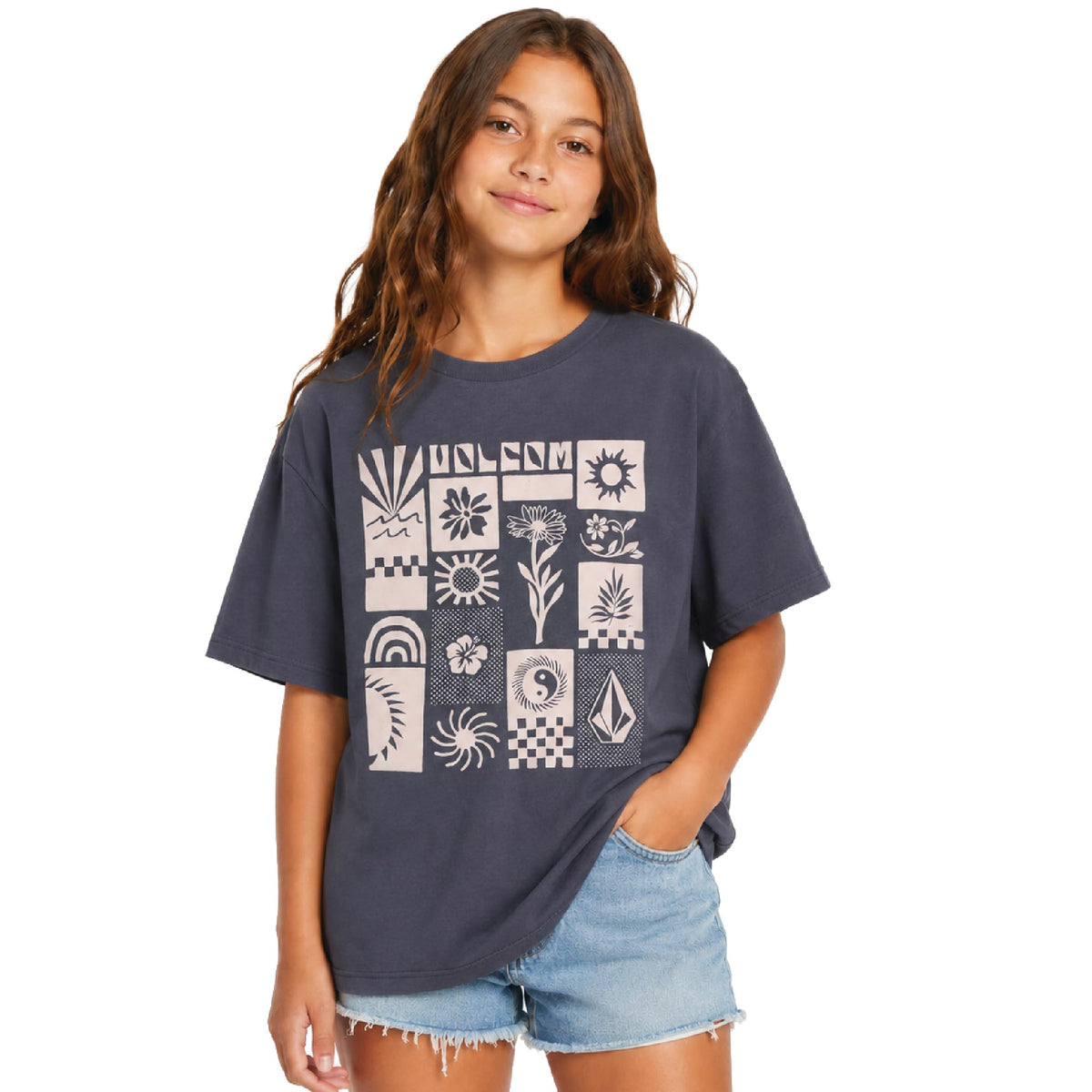 Volcom Girls Crewneck Graphic Tee, Short Sleeve Casual Top