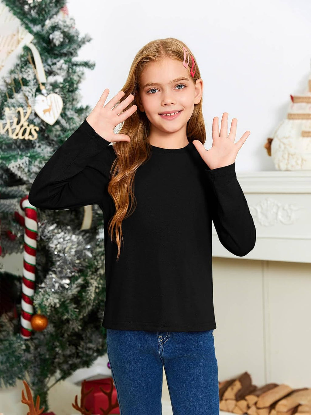 Haloumoning Girls Long Sleeve T Shirts Kids Fall Tops 5-14 Years
