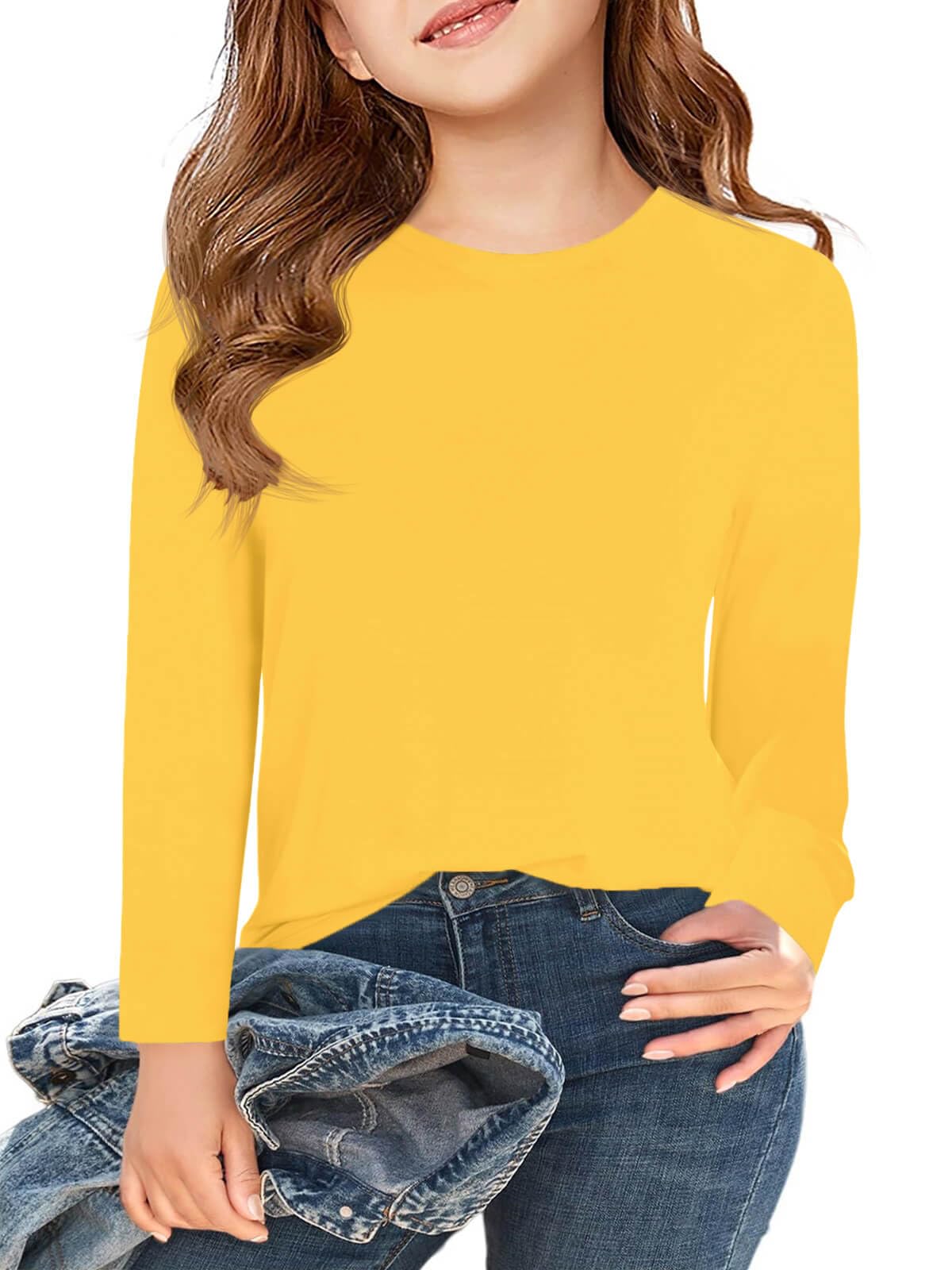 Haloumoning Girls Long Sleeve T Shirts Kids Fall Tops 5-14 Years