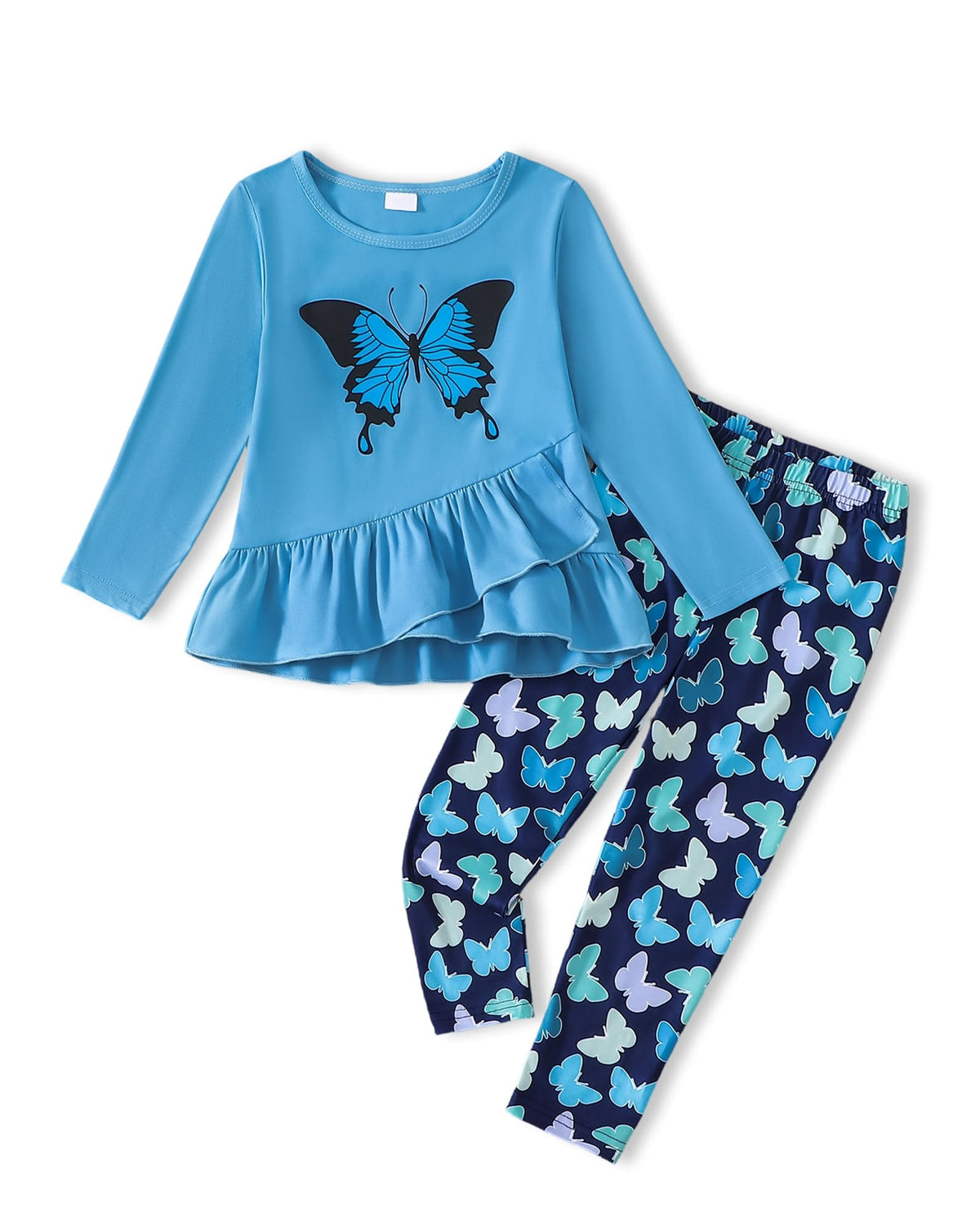 Toddler Girl Clothes Girls Fall Outfits Kids Clothing Winter Long Sleeves Ruffle Hems Top Pant Set 3-8T