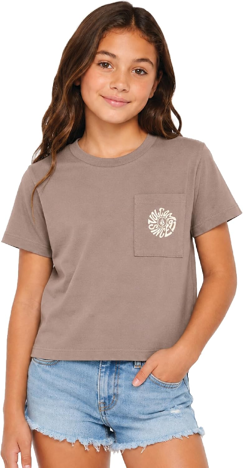 Volcom Girls Crewneck Graphic Tee, Short Sleeve Casual Top