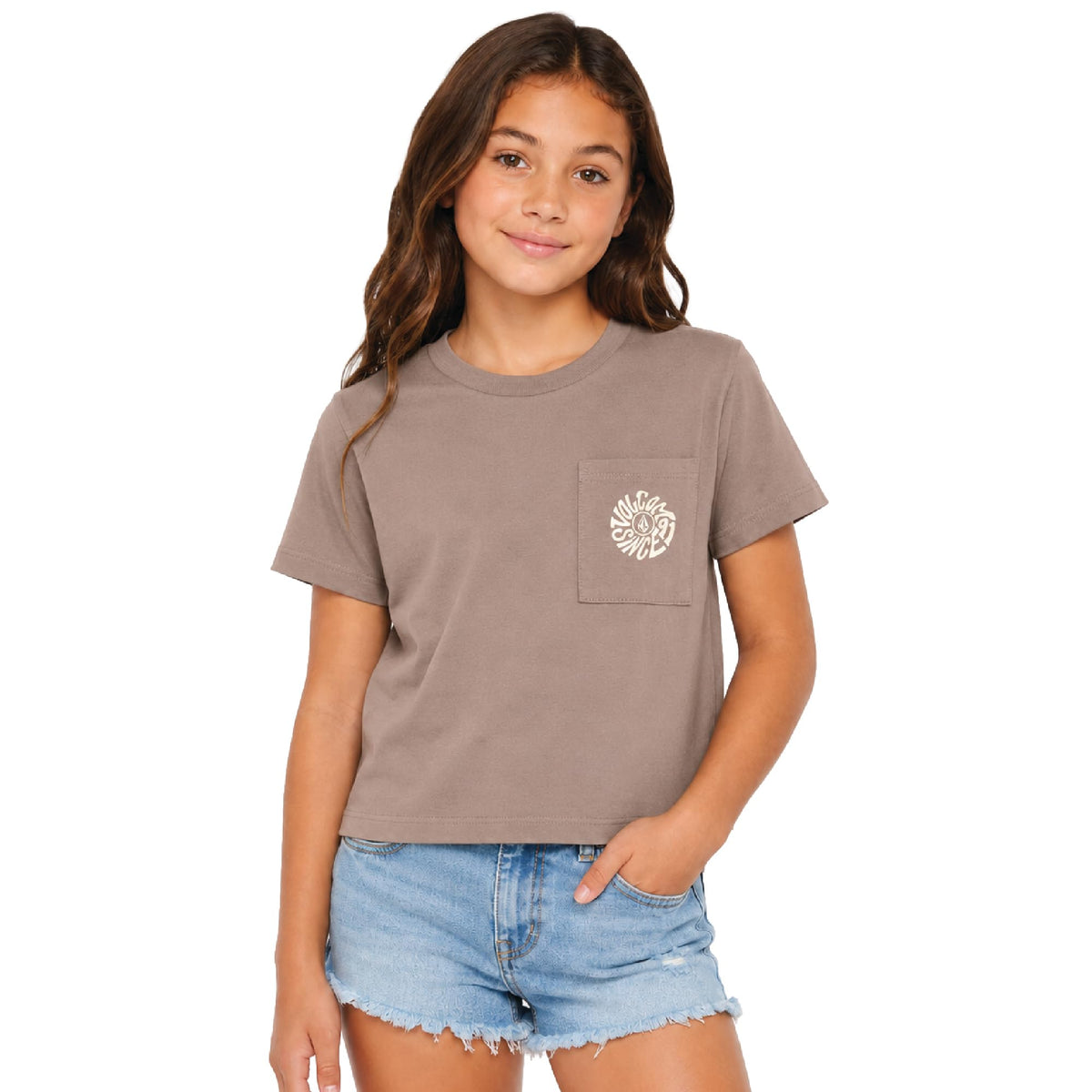 Volcom Girls Crewneck Graphic Tee, Short Sleeve Casual Top