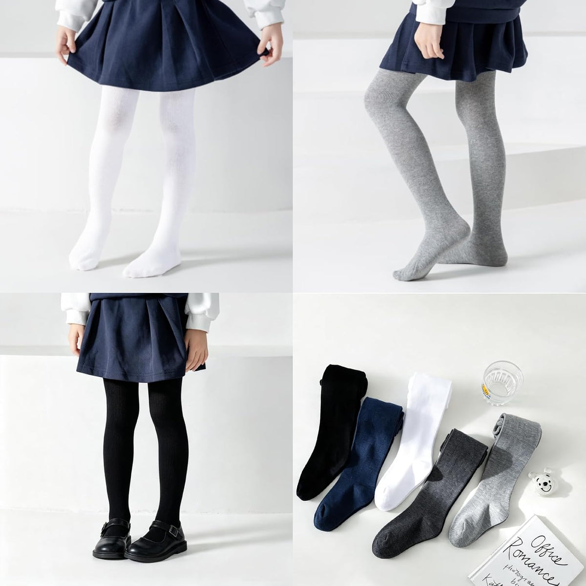 Girls Tights Cotton Seamless Toe School Uniform Stockings Ages 2-10